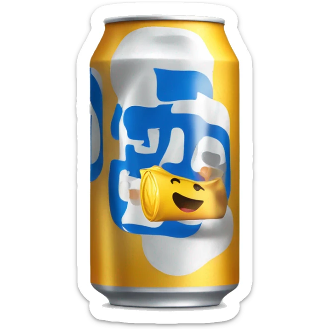 can of beer waving with its bags packed ready to leave home sticker