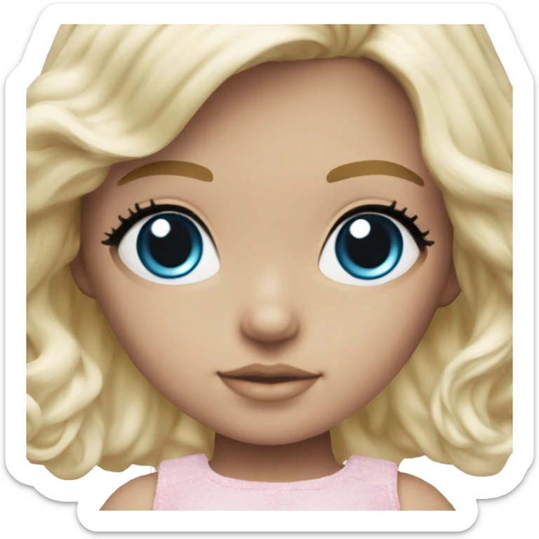 ocean blue doll eyes, blonde hair, feminine, pink, girl, angelic sticker