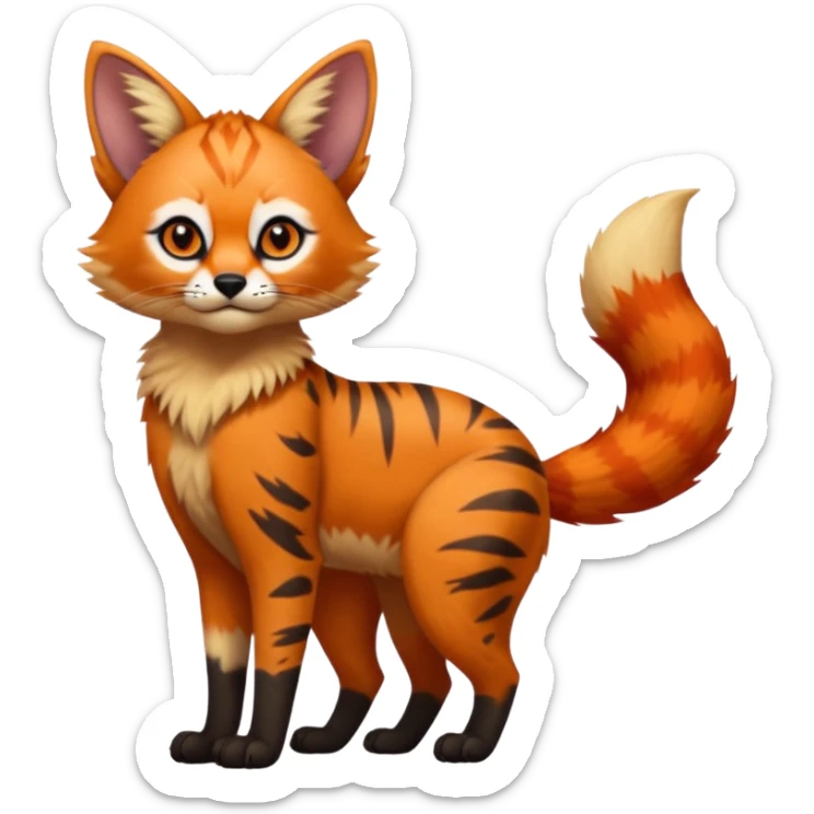 Serval-Red-Panda-Caracal-Lykoi-Sphynx-fusion-hybrid-animal-creature, full body sticker