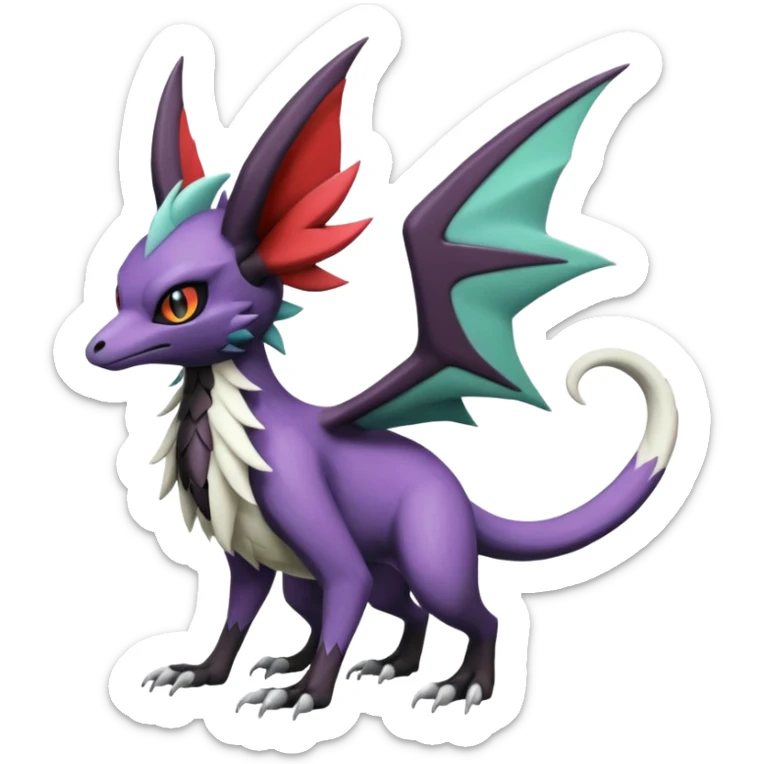 Noibat-Noivern-Mightyena-Silvally-Fakémon-hybrid-creature (full body)  sticker