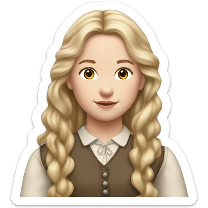 Grace ingalls with very long pale blonde hair and realistic and pretty and detailed sticker