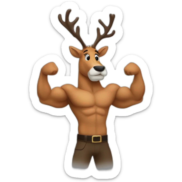 Reindeer muscular F3 shirt showing off biceps arms crossed masculine fierce torso sticker