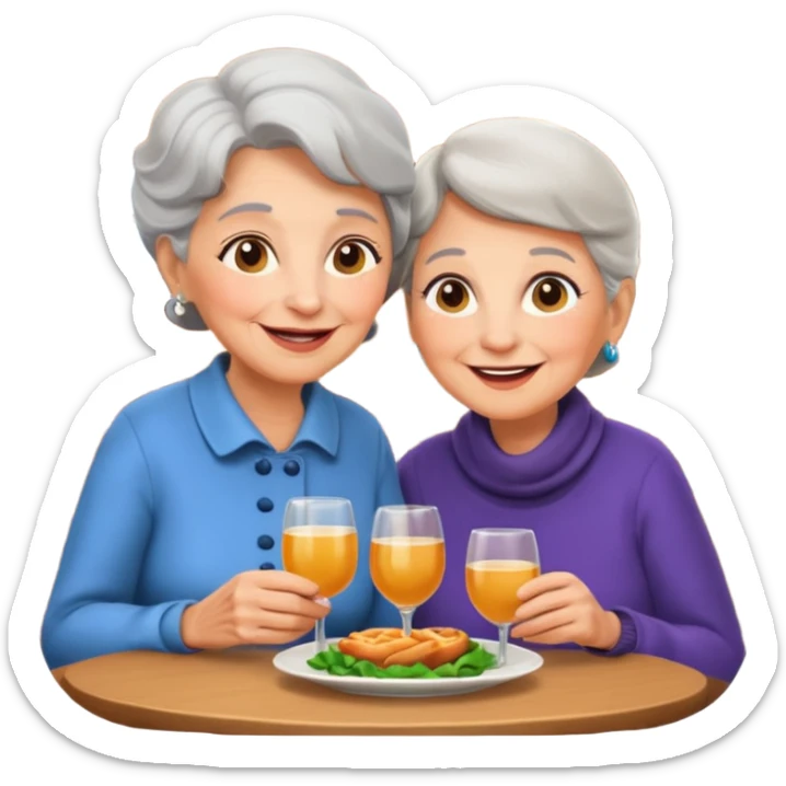 conversación dentro de un restaurant  dos personas y una de las persoans sea una abuela sticker