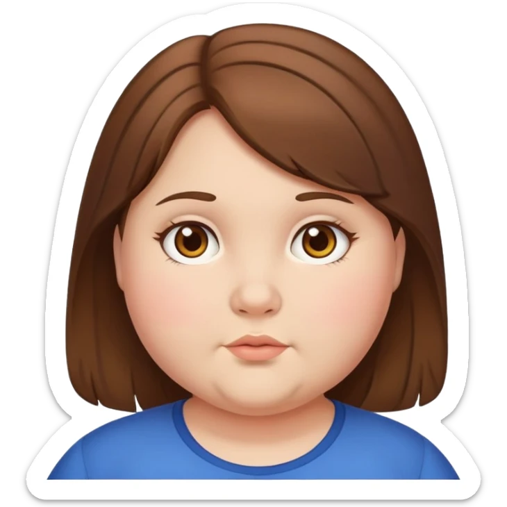 Ein fetes Mädchen das braune Haare hat ung 170 groß ist braune harte und 6. klasse sticker