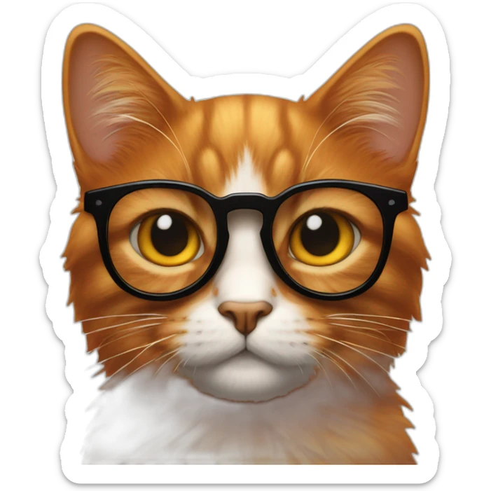 Un chat tout roux avec des lunettes de soleil noire sans qu'on puisse voir ses yeux sticker