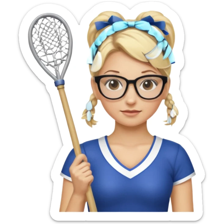  Sexy Dominatrix blonde hair and glasses full body with whip in a cheerleaders outfit  hair ties back sticker
