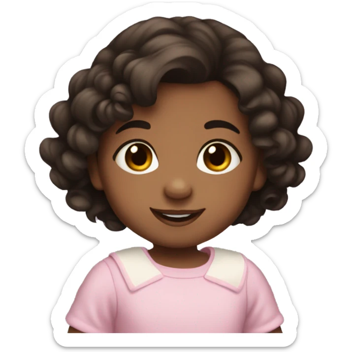 Baby girl with dark hair and brown eyes smiling  sticker