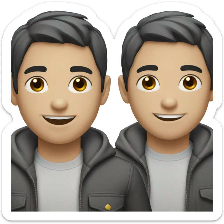 "Generate an emoji of a boy with white skin and short black hair. Make sure his expression is friendly and approachable!" sticker