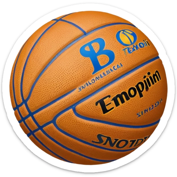 Faça um emoji de uma bola de Basquete branca e nela um símbolo de verificado sticker