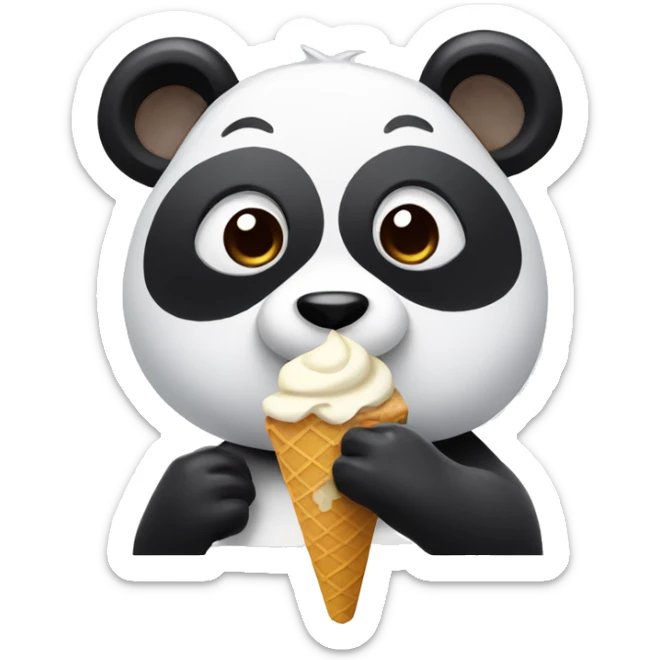Panda eating ice cream sticker