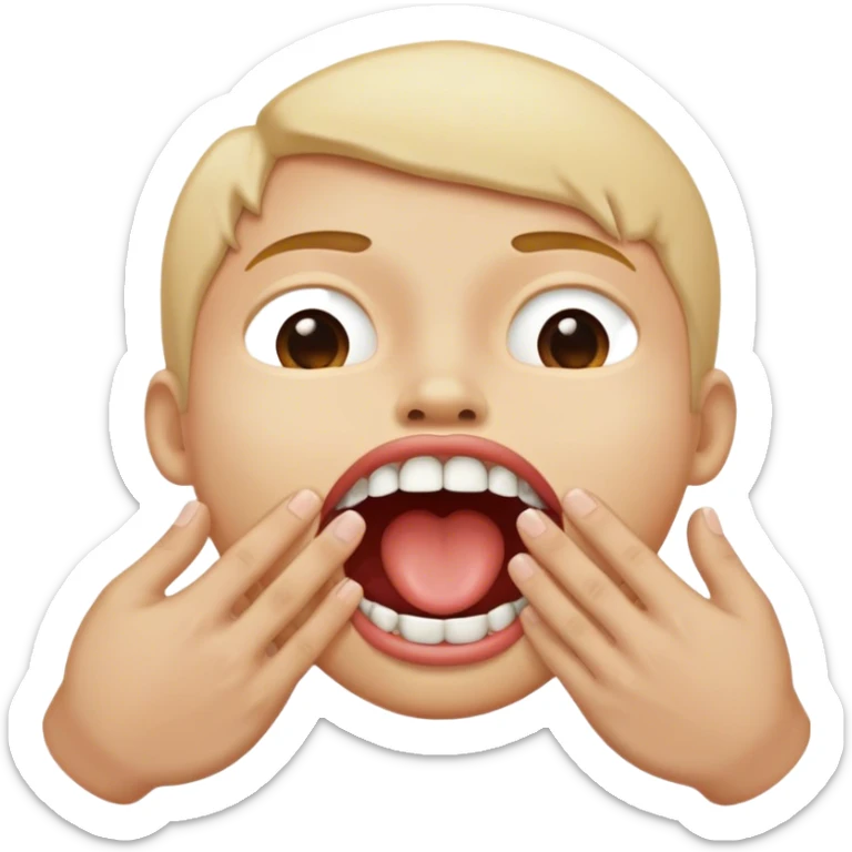 Mouth with hands coming out of the mouth from inside the mouth. Arm coming out of the mouth sticker