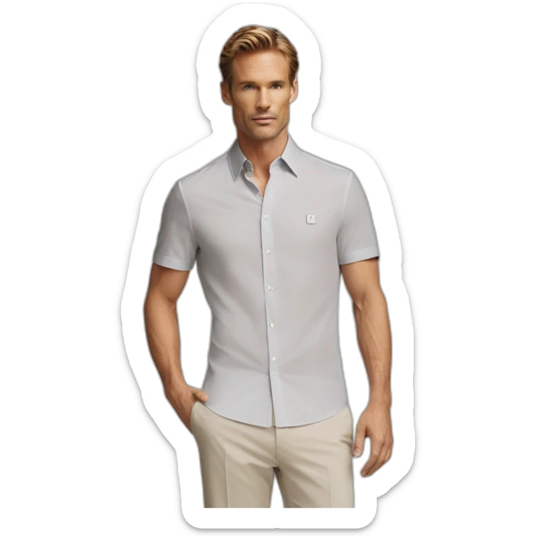 Creame un emoji de un hombre que vista camisas de marca HUGO BOSS sticker