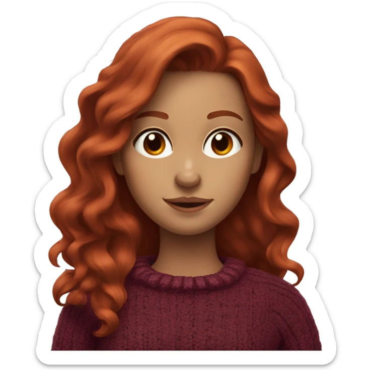 redhead girl with long hair and Dyson styling in a burgundy sweater with rat on her shoulder sticker