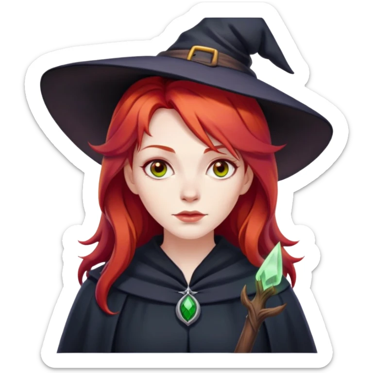 Witch with red hair and white skin  sticker