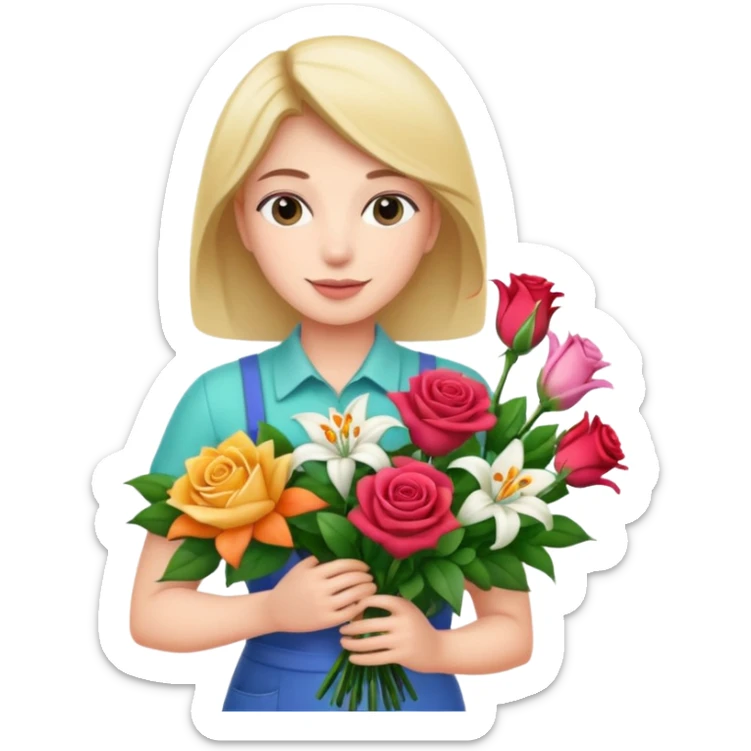 a beautiful bouquet of flowers in the hands of a florist sticker