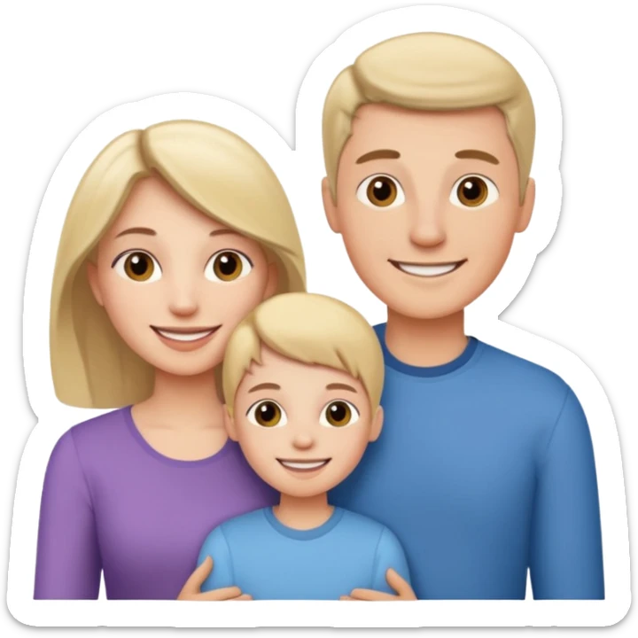 Couple of married man and woman with one kid teenager  sticker