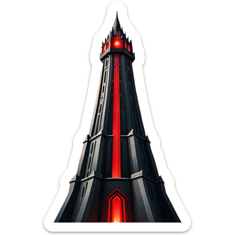 Barad Dúr from Lord of the Rings, Dark, giant Tower, with red beams shooting from the top into the sky sticker