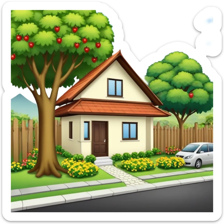 Kreasikan grafik yang menggambarkan sebuah perkampungan yang dikelilingi oleh pegunungan, dengan rumah-rumah yang beratap batu dan jalan yang berliku-liku. Tambahkan detail seperti kabut yang mengambang, pohon-pohon yang menjulang, dan burung-burung yang terbang. sticker