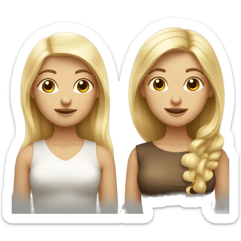 Two friends. One chubby blonde with blue eyes and the other Brazilian with brown eyes and dirty blonde long hair sticker