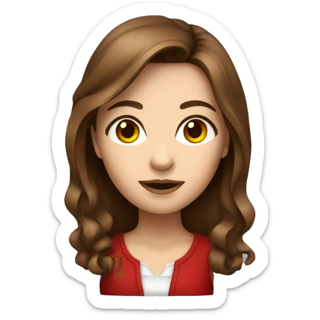 Designer Girl with brown hair and earing Red glass sticker