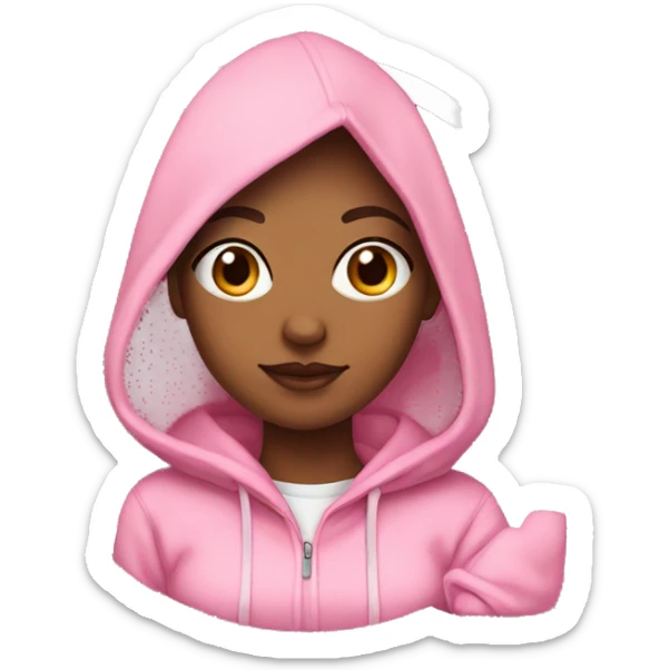 girl wearing pink hoodie with hoop earrings and pink phone case sticker