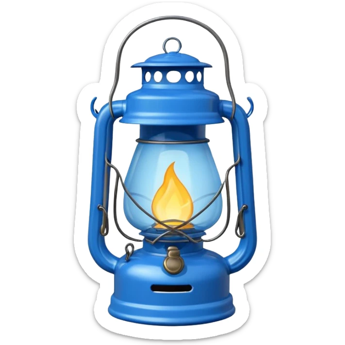 adorable cartoon blue oil lantern emoji, hurricane style with wire guard sticker