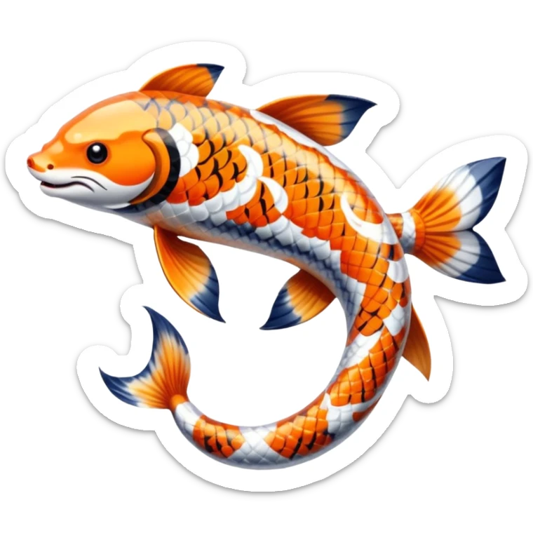 Exotic Tropical Floral Swirl-Patterned Tribal Pretty Asian ornate painted Japanese aesthetic beautiful shiny pretty glossy smooth elegant Koi-Fish-Kitsune-Yokai-animal-creature with tiger stripes on it, 4 legs, a tail sticker