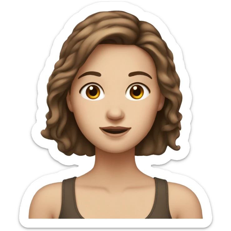 white girl with brown hair and brown eyes sticker
