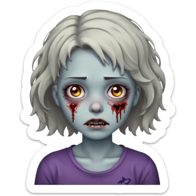 Zombie girl with bruises, she has a short wavy hair. sticker