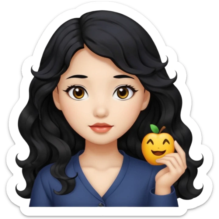 Beautiful girl,Black hair,wavy hair，long hair,Black eyes,Chinese sticker