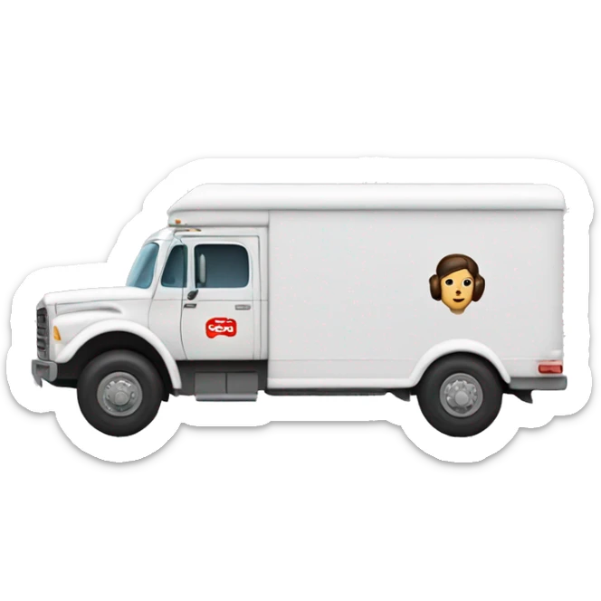 Side view of 1976 very very long mail delivery truck shaped like Princess Leia sticker