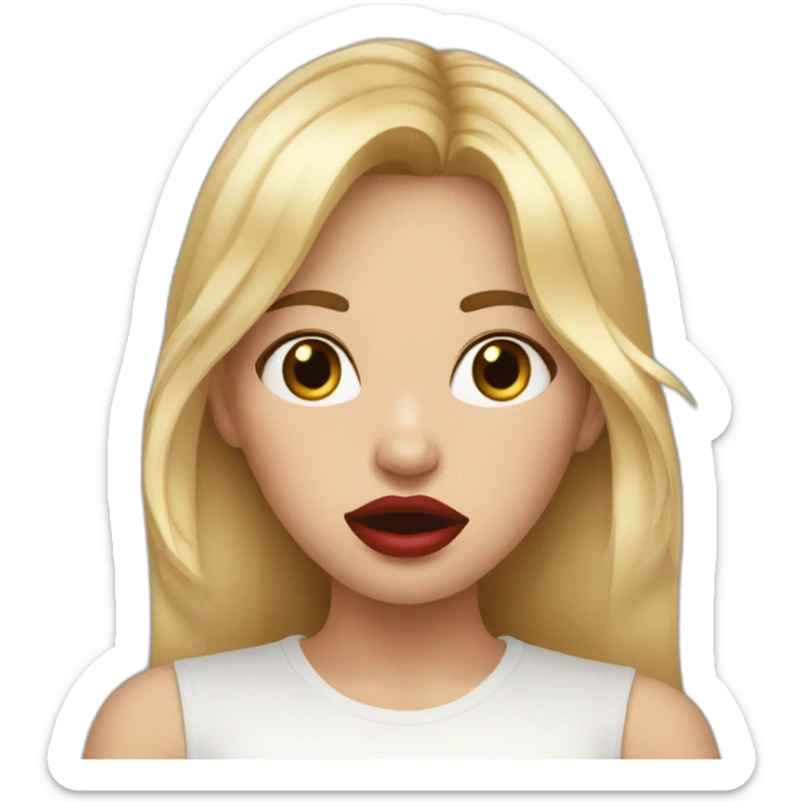 girl-with-manicure-red-lips-and-blond-hair-cowers-her-mouth-in-shock sticker