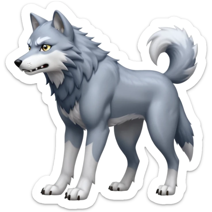 Toony Cartoony Animesque Ginga Nagareboshi Gin/Silver Fang the wolf (full body) (feral) (4 legs) (canine) sticker