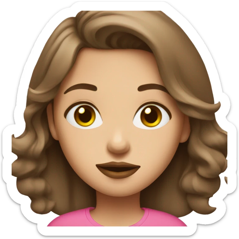 Girl in green eyes brown hair big lips and pink t shirts  sticker