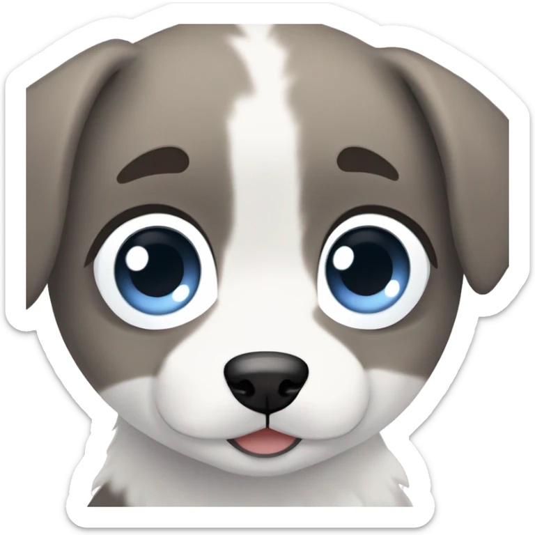Adlrable, baby, young, Cute, puppy, husky, snowy, white and Grey, one blue eye, and one brown eye, anime, kawaii sticker