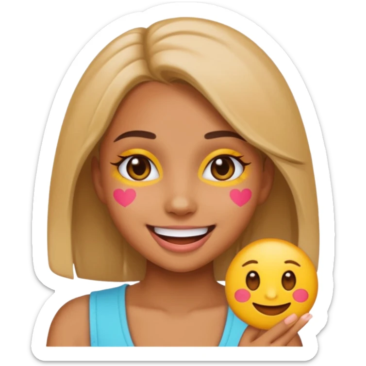 A baddie girl giving cute vibes but don't make it look like more of a human emoji more of a emoji sticker