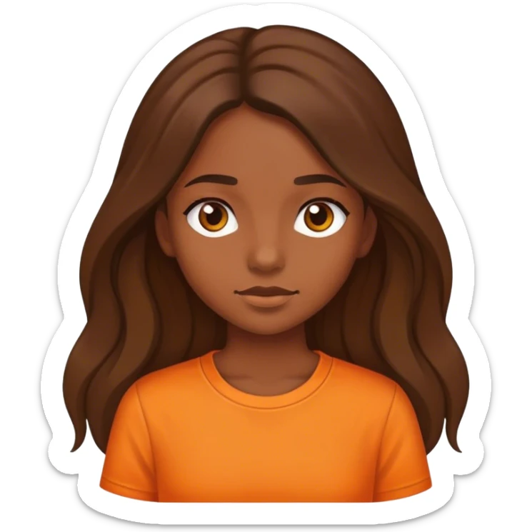 a girl whit brown and long hair, and orange shirt  sticker