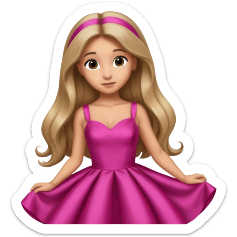Ariana Grande with long dark blonde hair, dark pink dress sticker