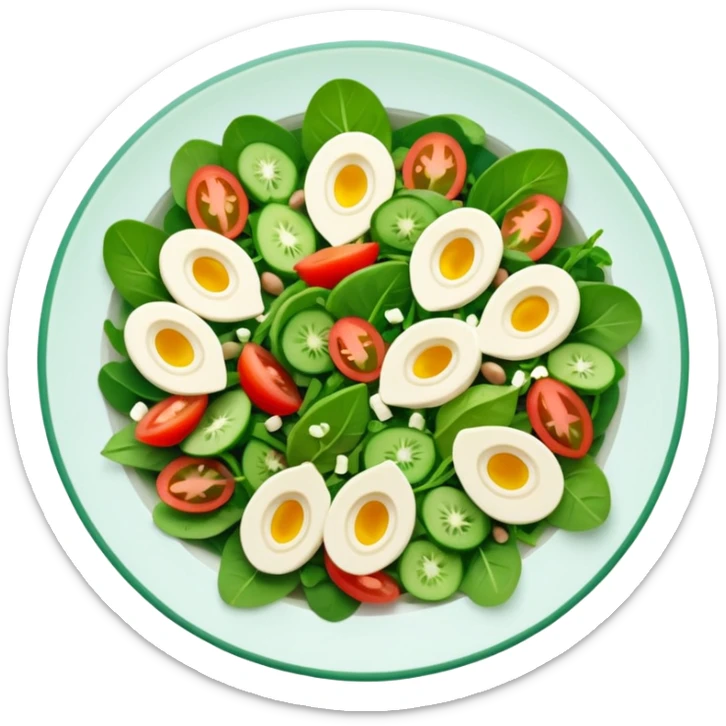 Salad community avatar in clean style illustration. Classic salads like Olivier, Greek or Tashkent, vibrant greens and colorful ingredients, simple shapes, flat design, high contrast, fresh and inviting. sticker