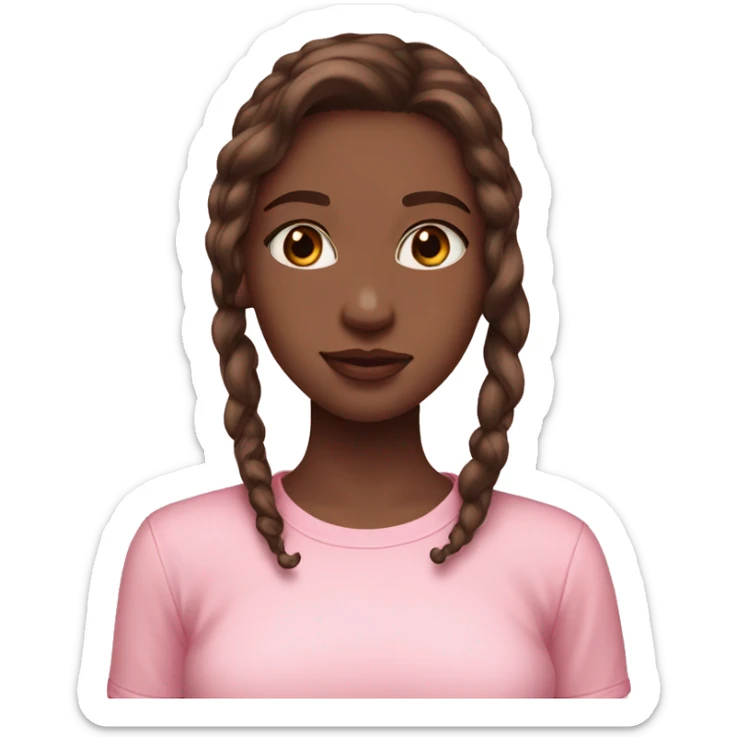 pretty girl with fair skin and brown hair in pink shirt coquette aesthetic  sticker