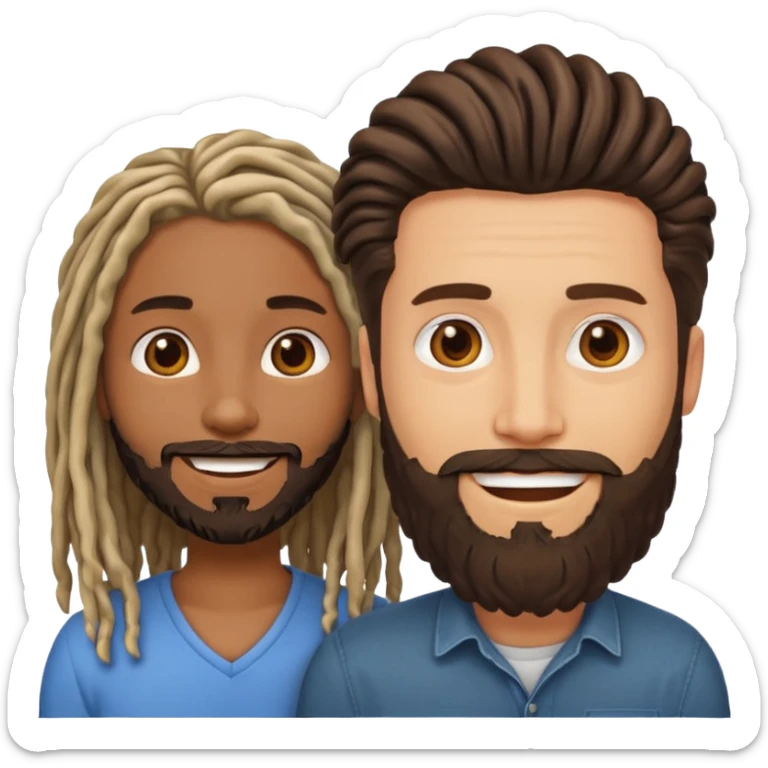 Couple emoji -WHITE with man with beard, BLACK FEMALEwith mid length locs sticker