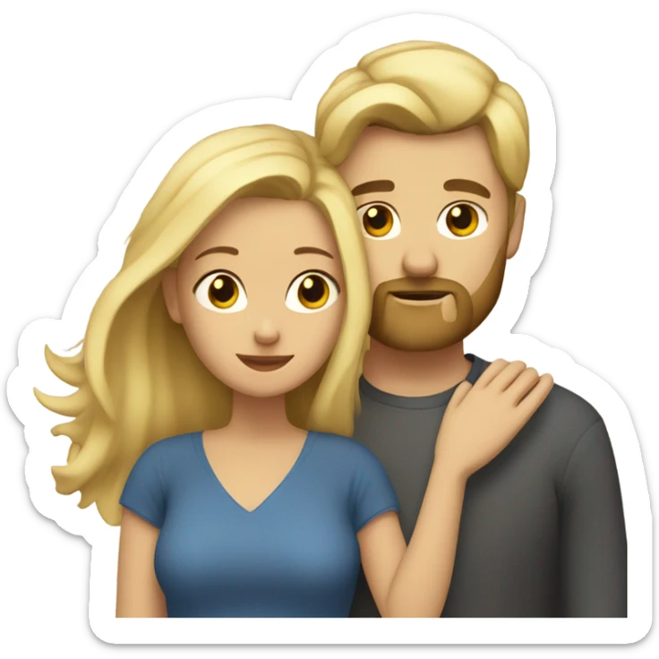 blonde woman long hair, hugging a blonde man with beard. he short hair sticker