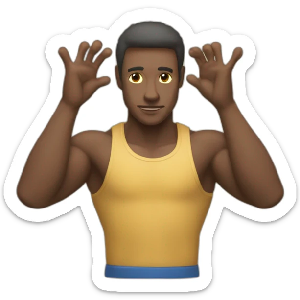 Homme avec le bras tendu en face de soi, avec la paume de la main dirigée vers le sol et les doigts serrés entre eux sticker