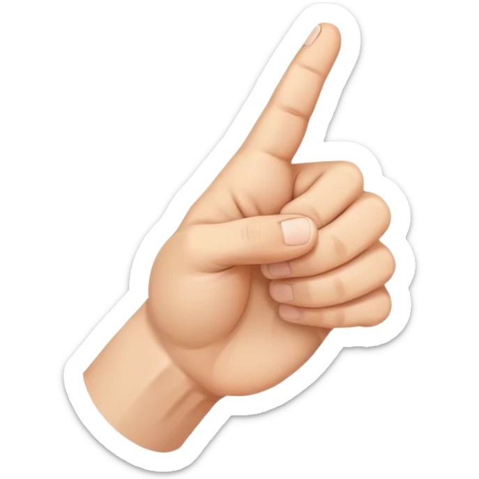 The hand is in a fist with the fingers curled inward, touching the palm. The thumb is extended and rests against the side of the index finger. The palm is facing forward.  sticker