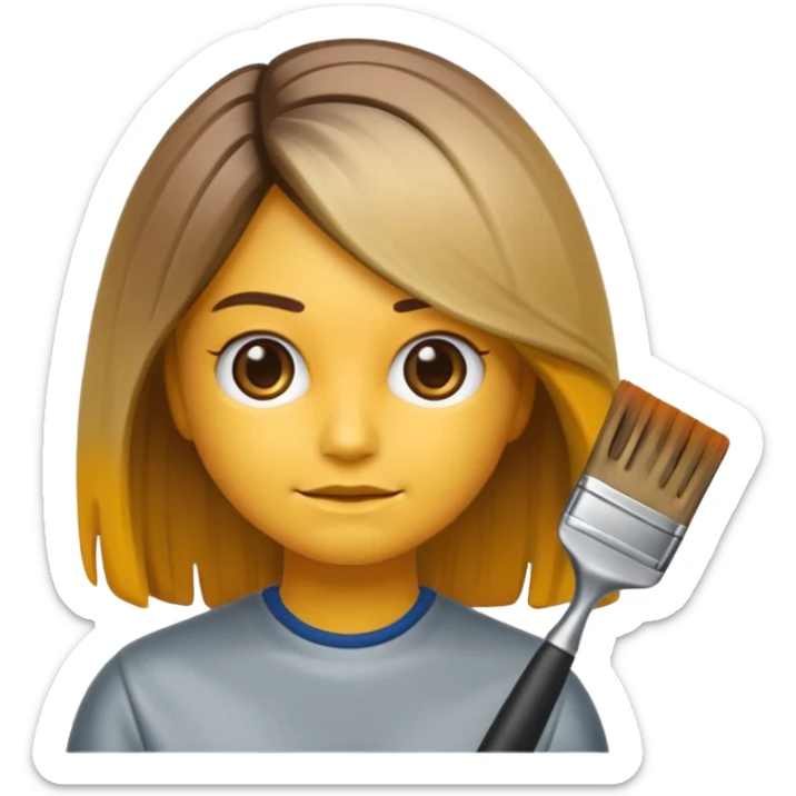 emoji de una persona que le estan haciendo mechas californianas con una brocha de tinte sticker