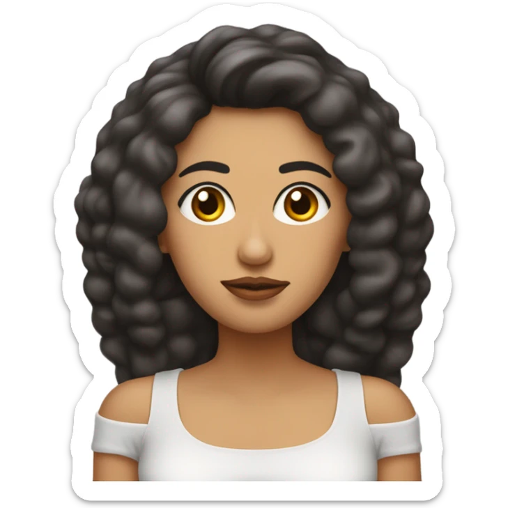 Mujer de cabello largo, piel morena, pestañas y cejas largas y pobladas, labios gruesos  sticker