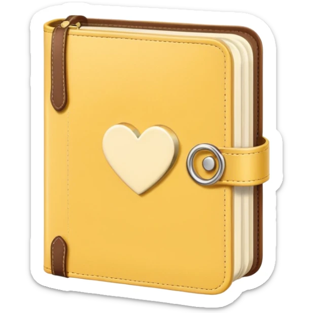 cute agenda , butter yellow/gold/brown themed with maybe a little heart on it. its paper in it and rings at the top of it where the paper is on sticker