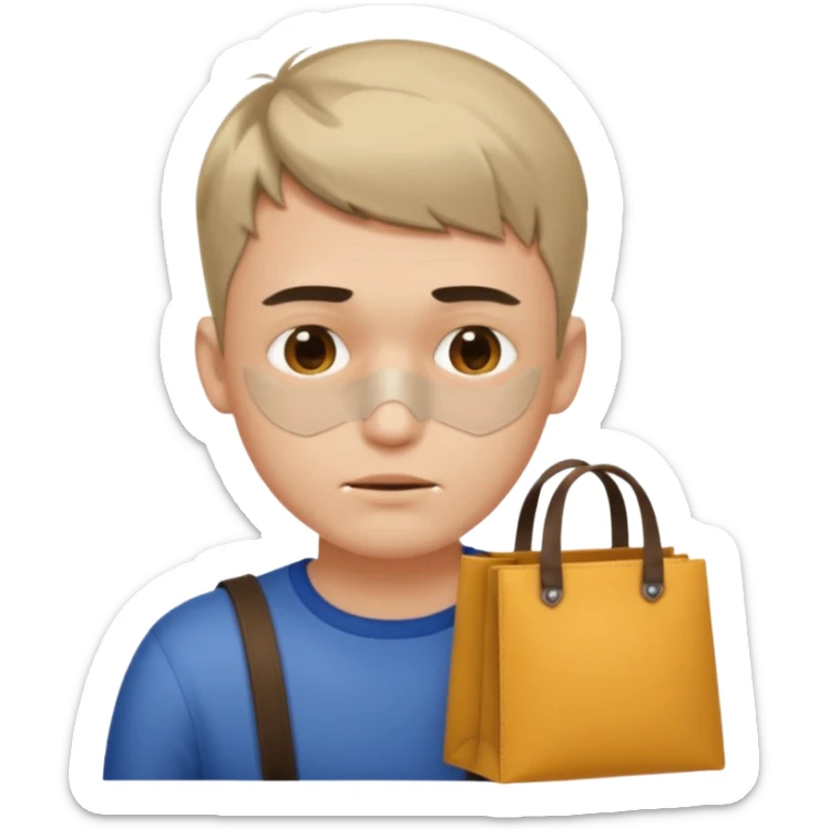 a fair-haired guy with a short haircut, abrasions on his face and bags under his eyes sticker