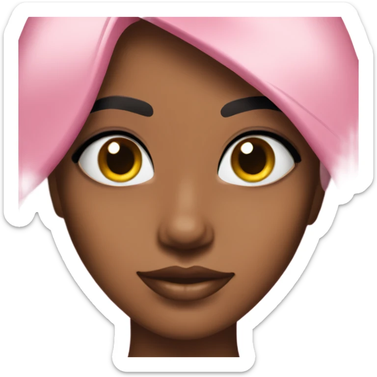 brownskin girl in pink with stunning lashes and straight black hair sticker