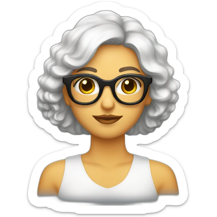 mujer piel blanca gafas pelo negro largospaguetti y camarones sticker